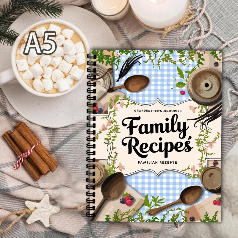 A5 Recipe Book, Blue Grid, Vin - Home Cooking Cookbook recension och pris
